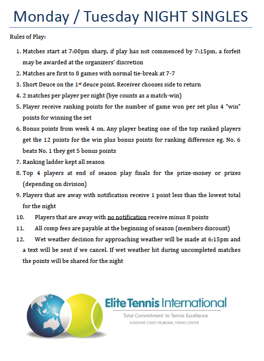 singles comp rules